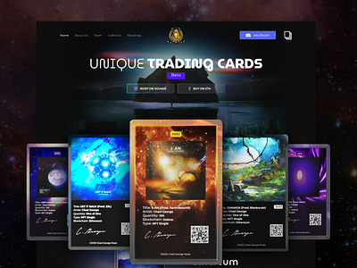 CHADGEORGEMUSIC - NFT TRADING CARDS - WEBSITE UI DESIGN 2023 website design crypto design metaverse nft nft website design nftart ui ui ux design website design website layout design website mockup