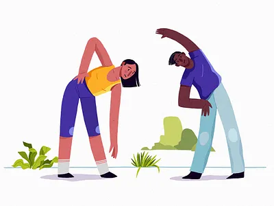 Habits 2d aerobic athlete character design coach couple design digital eco enthusiasm growth habits health illustration lifestyle people sport vector vera dementchouk yoga