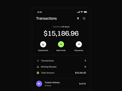 Finance App - Transactions app app mobile banking clean dark dark mobile dark ui design fintech mobile mobile app mobile banking mobile responsive product responsive transactions ui ui mobile ux ux mobile