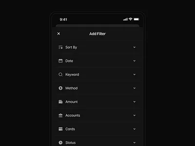 Mobile App - Filter app dark dark mobile dark ui design design system filter mobile mobile app mobile design system mobile filter mobile modal product ui ux