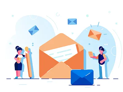Email service app business people character chat chatting communication design e mail email email app email marketing illustration landing page letter line mail marketing message social media vector