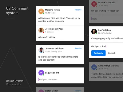 Comment system anatomy app comments dashboard design system interface process product design styleguide ui web