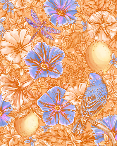 Book Cover illustration: The Morning Journal botanical floral illustration packaging pattern surface design typography