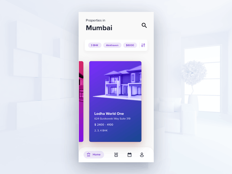 Real estate app android animation app card animation card ui design interection ios mobile property slider ui ux