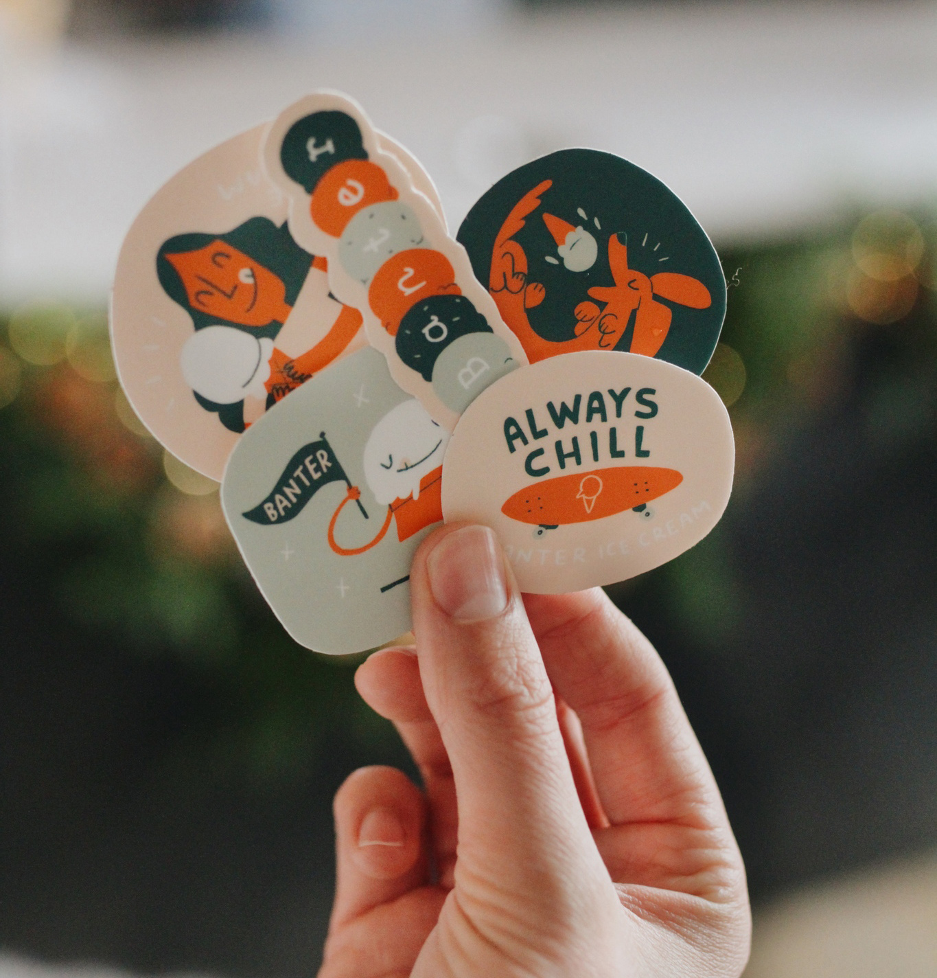 Banter Stickers banter fun hand happy ice cream illustration joy merch merchandise procreate shop stickers