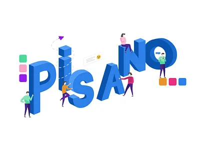 Pisano Letters Illustration 3dlettering app branding character customer design drawing icon icondesign illustration journey kiosk letter a logo map team typography ui ux vector