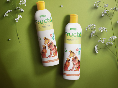 Cosmetic Bottles Fruit Design cats desigh dogs eco fruit graphic natura pets shampoo иллюстрация типография