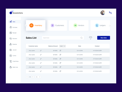 GST_Sales list accounts dashboard finance gst marketing sale ui ux design