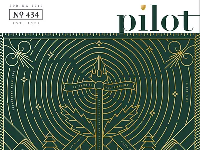 2019 Pilot Magazine gold foil green magazine monoweight illustration university