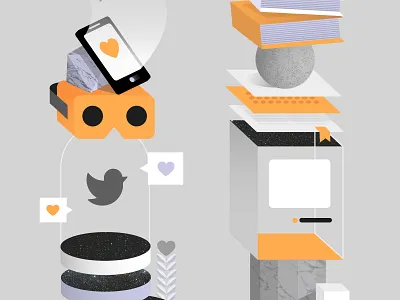 Illustration for Gràffica Magazine geometry icon isometric object vector