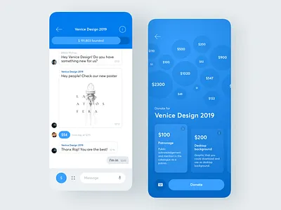 Crowdfunding Chat app chat crowd funding donate fireart fireart studio ios mobile money ui ux