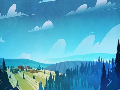 Farm landscape agency bluesky countryside digital 2d farm fields forest hills illustration illustrator landscape modern