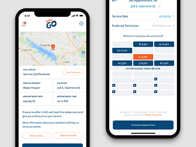 BillyGo Appointment and Scheduling screens app appointment ios scheduling ui