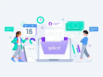 Pilot Tax bookkeeping character illustration money on time pilot san fransisco startups tax