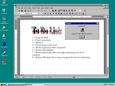 Daily UI #042 To Do List 042 42 daily task dailyui list microsoft office office office 97 task tasks to do to do list win95 windows 95 wordart