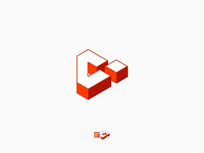 Appkit 3 4 app brand cubic isometric logo logotype marca orange red