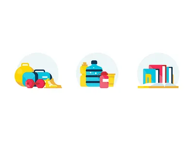 Habit Icons books commit excercise habits icon illustration reading ui ux water