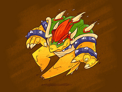 Bowser baddie boss cartoon character concept art design dinosaur enemy game dev gaming illustration mario nintendo super mario texture turtle video game video games