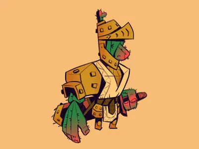 Cactus Knight armor cactus cartoon character character design concept art desert design flora illustration mexico plant quest sword texture warrior