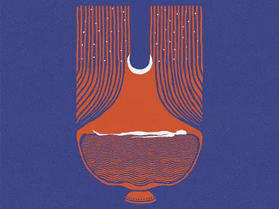 Forever blue design drawing graphic hand drawn illustration lines minimal moon portrait texture vintage