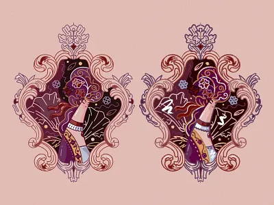 Baroque In Two baroque character design cute fashion feminine flat girl hiwow illustration ornament renaissance romanticism vector
