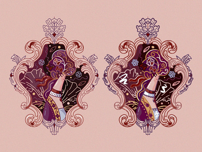 Baroque In Two baroque character design cute fashion feminine flat girl hiwow illustration ornament renaissance romanticism vector