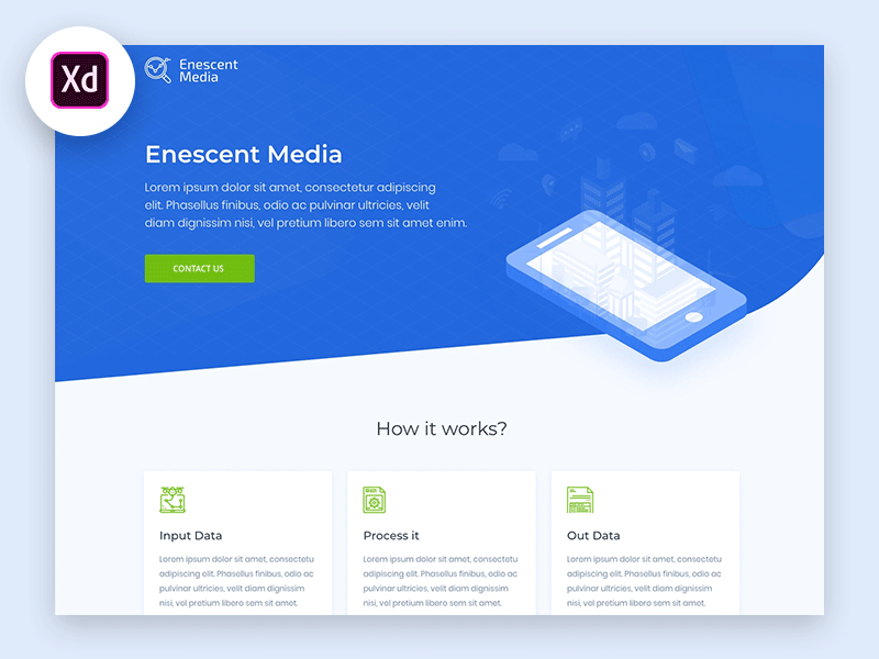 Freebie: Landing Page - for Adobe XD