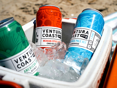 Ventura Coast Ben Blanchard beer beer art beercan black blue blue and red califonria color cooler green grid illustration la lockup red retail
