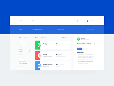 Jobster — Job Search Dashboard app clean dashboard dashboard design dashboard flat design flat interface job app jobs jobsite sandro tavartkiladze tavdro ui ux
