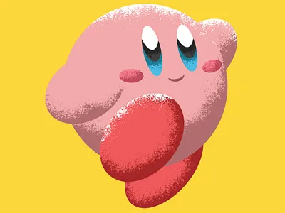 Kirby カービィ art black conceptual cute fluffy illustration kirby love nintendo pink red shading smash smash bros stipple vector