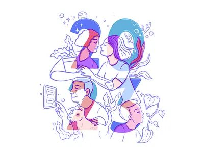 New Year wishes 2023 care communication digital drawing dog drawing happy new year illustration illustrator love new year numbers people plants support technology