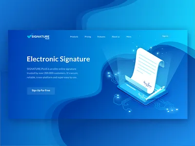 Electronic Signature document electronic illustration isometric isometry paper signature