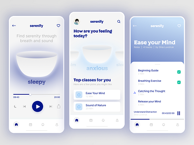 Meditation App Concept design figma meditation mental health minimal music product design relax ui ux vector