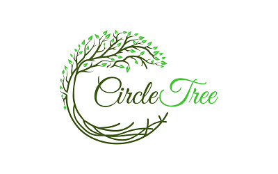 Green Leaf Nature Circle Tree And Root Logo Design seasons