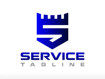 Letter S Shield With Castle Gear Logo Design development