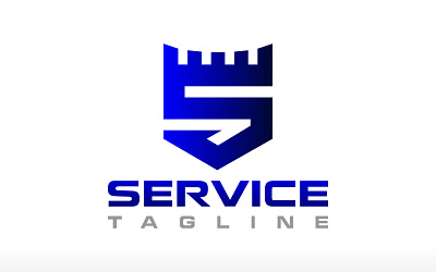 Letter S Shield With Castle Gear Logo Design development