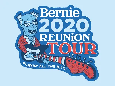 Bernie Reunion Tour Sticker 2020 band bernie democrat election guitar logo politics president rock and roll sanders shred tour trump
