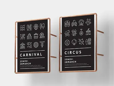 Made By Made | Line Icons – Carnival carnival circus icecream icons illustrations infographics line icons magic party symbols tents ui ux vector vintage