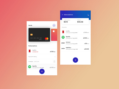 Subscriptions management page app apple bank credit card payment subscription wallet