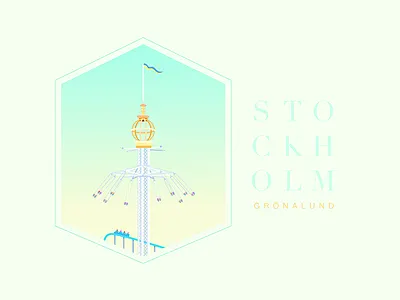 Grönalund amusement park design flat design icon illustration landmark park poster roller coaster stockholm sweden vector