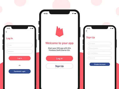 Mobile Onboarding Screens firebase ios ios development iphone login mobile mobile app development mobile templates onboarding registration swift xcode