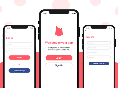 Mobile Onboarding Screens firebase ios ios development iphone login mobile mobile app development mobile templates onboarding registration swift xcode