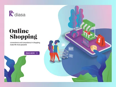 Flat Isometric Design Modern Website Online Shop 01 character dinamic flat design home page illustration landing page modern technology ui ux vector web design