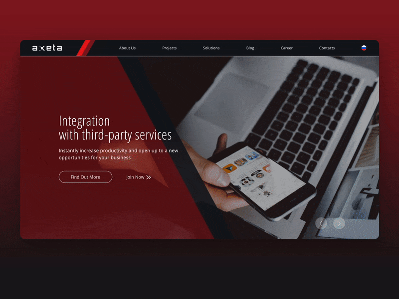 Axeta animation interaction red ui ux web design website