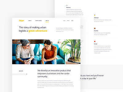Shippr About about page shippr ui web website