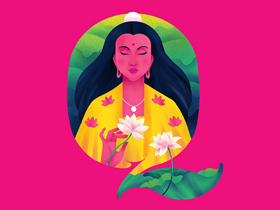 Q U A N Y I N 36daysoftype goddess illustration lotus q typography