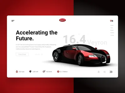 Bugatti Webpage Concept blog brand bugatti car clean cool design icon interaction design landing page landing page concept sports car typography ui ux uxui web web design webpage website
