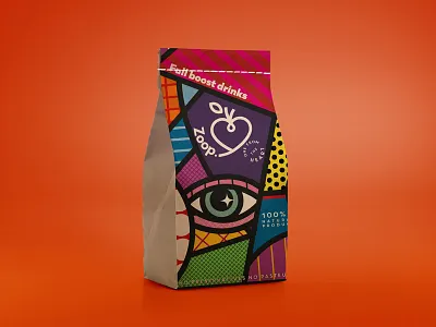 Zoop Craft Paper Bag bag branding branding design energy drink food food bag graphic design greece healthy food illuatration illustration juice bar juices organic packaging pop art typogaphy vector
