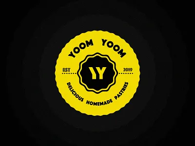 Homemade pastries logo - Yoom Yoom badge black and yellow blason brand contrast cooking homemade identity logo logotype pastries pastry patisserie yellow