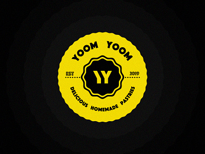 Homemade pastries logo - Yoom Yoom badge black and yellow blason brand contrast cooking homemade identity logo logotype pastries pastry patisserie yellow